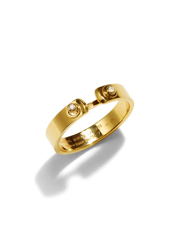 personalized engraved locket Monday Morning Mood Yellow Gold Ring