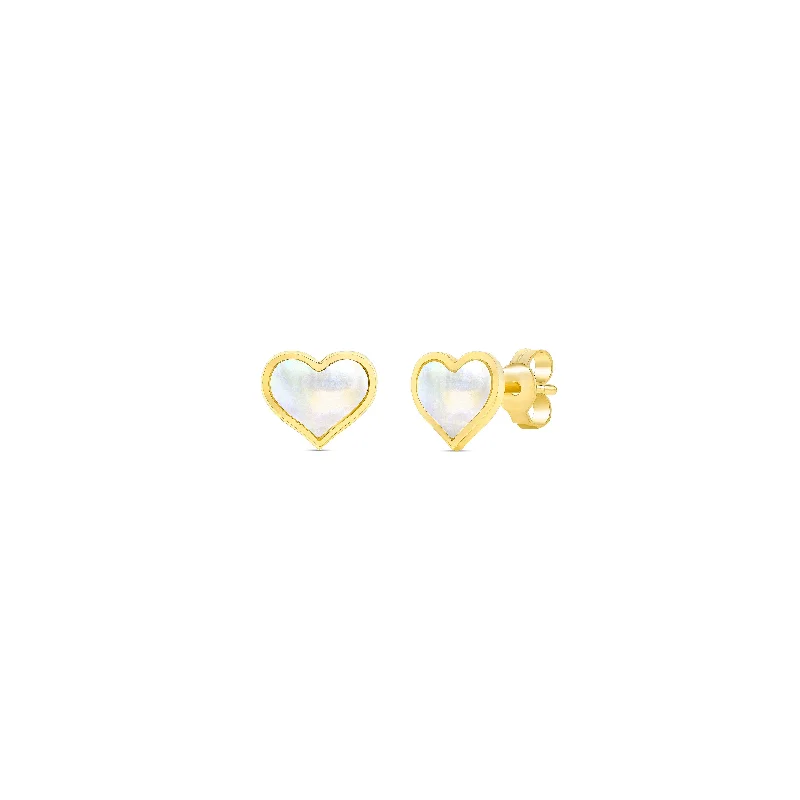 minimalist chain anklet gold Mother of Pearl Heart Studs