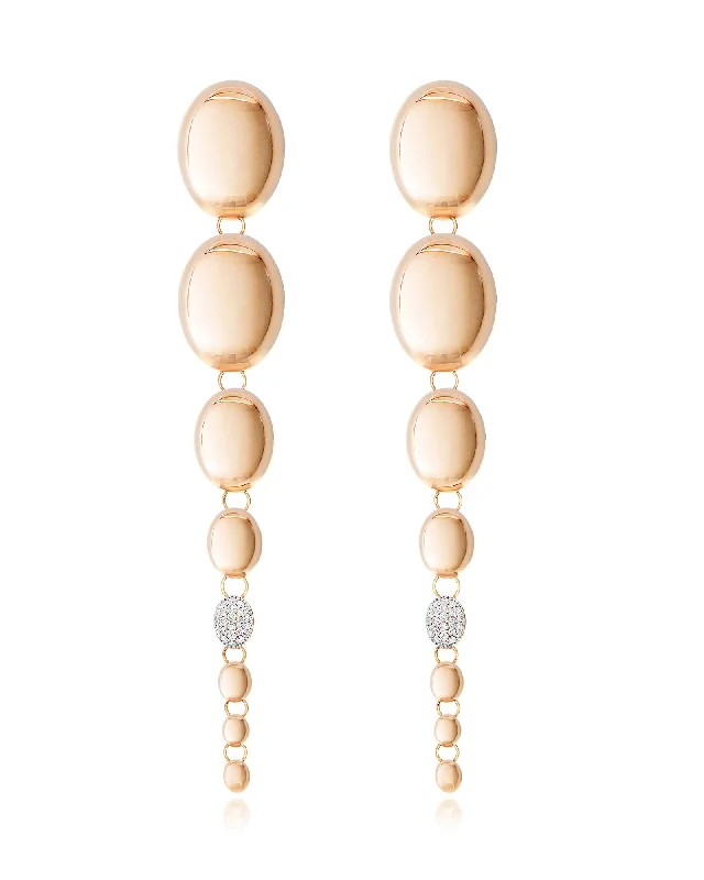 boho shell beaded anklet Ivy "Nuvole" rose gold and diamonds degradé boules pendant earrings