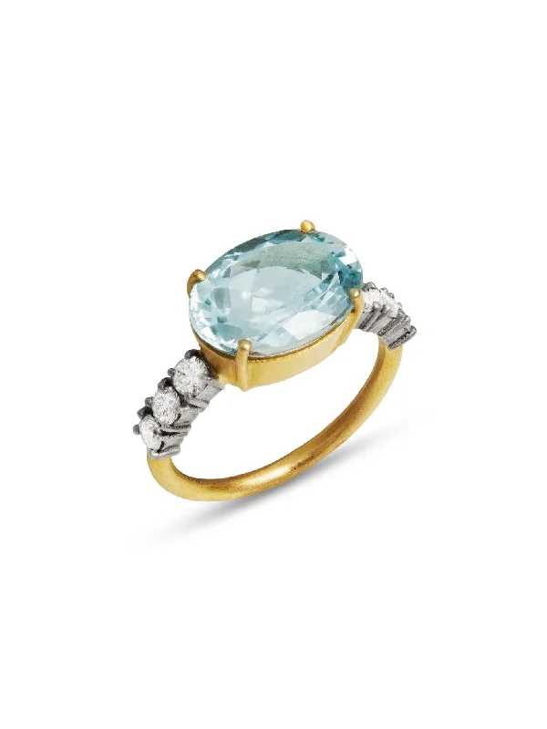 minimalist gold crescent moon necklace One-Of-A-Kind Aquamarine and Diamond Tennis Ring