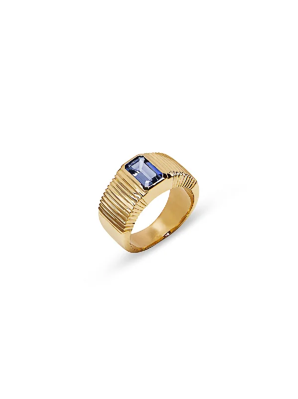 sterling silver lotus ring One-Of-A-Kind Pleated Tanzanite Yellow Gold Ring