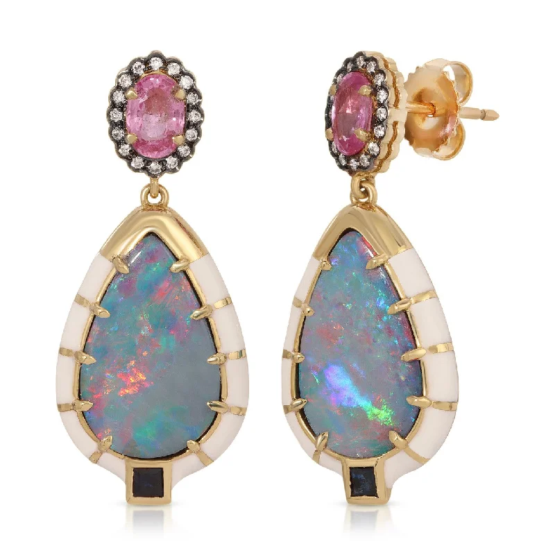 dainty ruby stacking rings Opal and Sapphire Drops