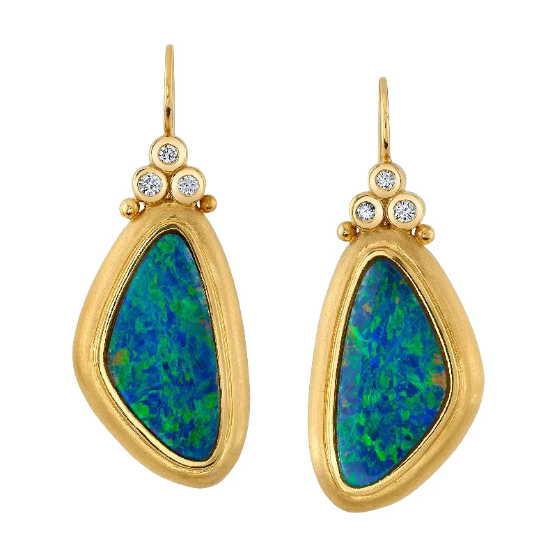 elegant aquamarine drop earrings Opal Doublet Earrings