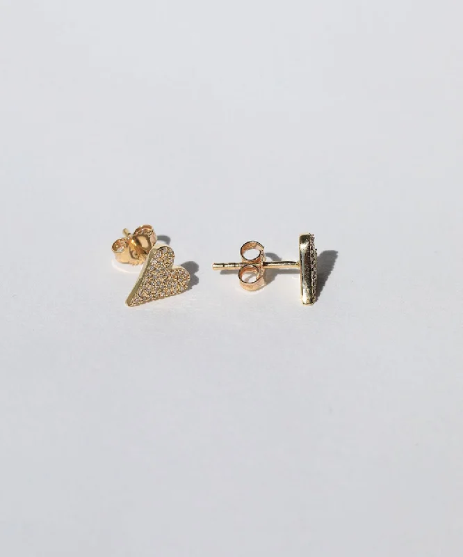 vintage pearl engagement ring Pavé Diamond Heart Studs