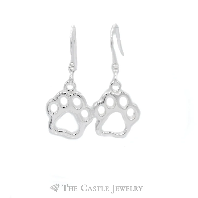gold moonstone cocktail ring Paw Print Dangle Earrings in Sterling Silver