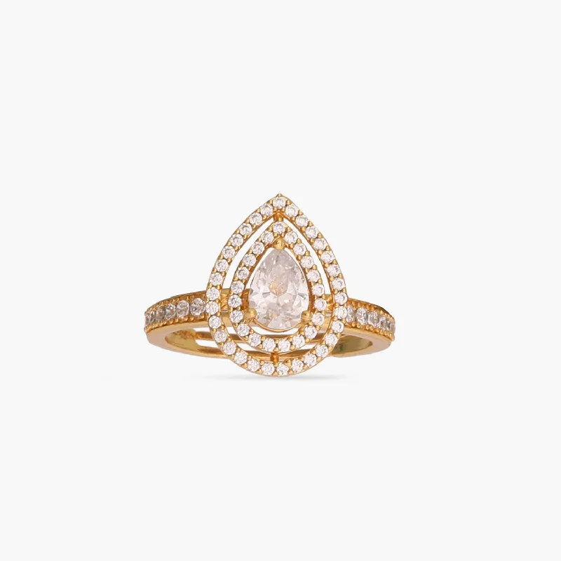 hammered gold disc necklace Pear CZ Delicate Silver Finger Ring
