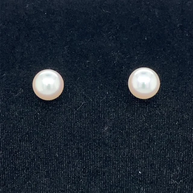 minimalist cubic zirconia earrings 14k Yellow Gold Akoya Pearl Earrings