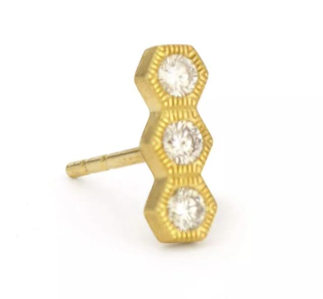 classic diamond solitaire earrings Petite Hexagon Stack