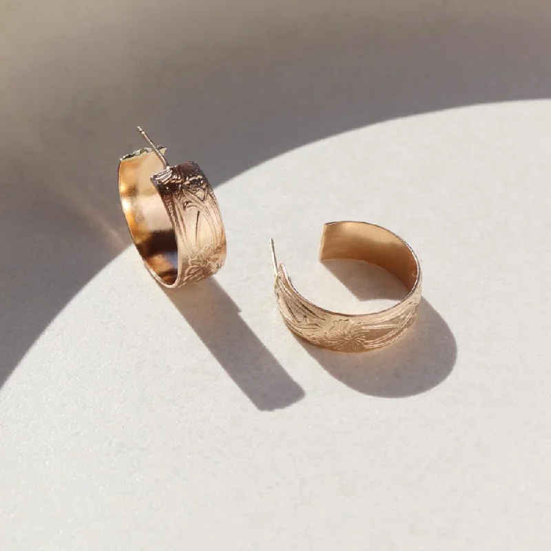handmade gold nugget ring Petite Florence Hoops