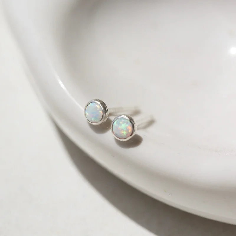 handmade antique silver bangle Petite Opal Studs