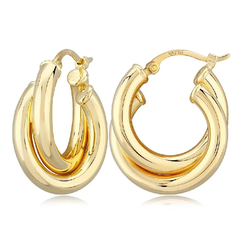 gold opal ring 14k Yellow Gold Double Tube Hoop