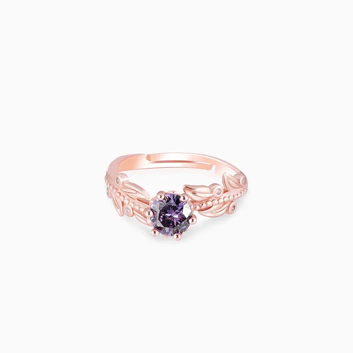 simple crystal earrings Rose Gold Amethyst Ring