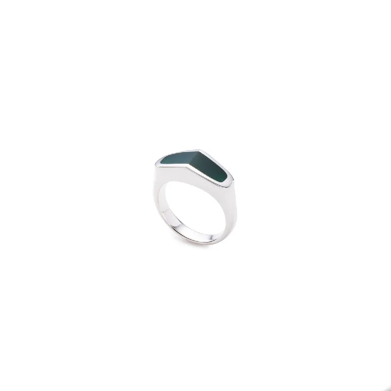 real jade bangle bracelet 【Made-To-Order】 "EQUINOX"-Pyramid Green Agate Ring