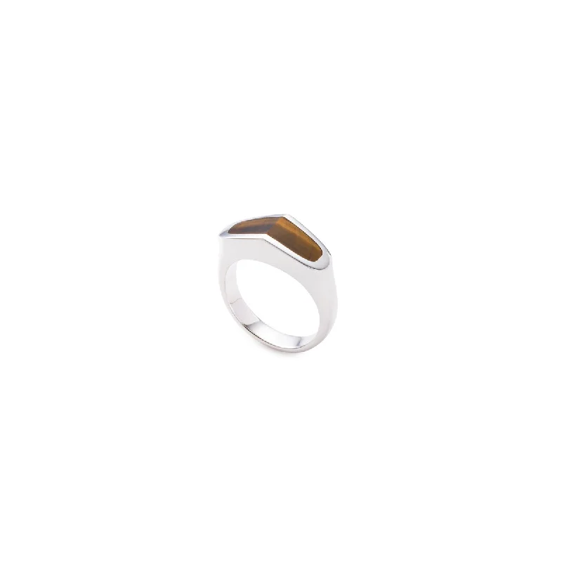 raw amethyst ring silver 【Made-To-Order】 "EQUINOX"-Pyramid Tiger's Eye Ring