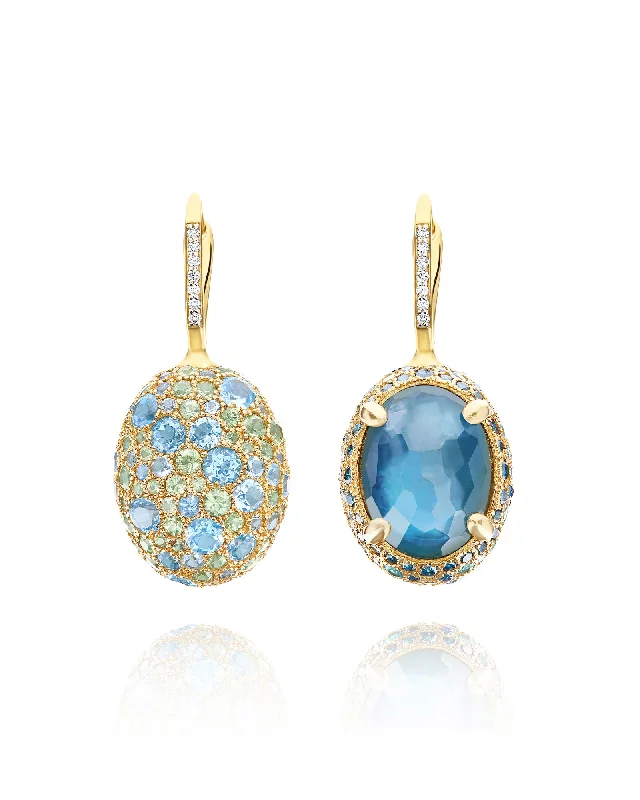 gold heart-shaped pendant necklace "Reverse" Ciliegine Gold, Blue Diamonds, Swiss Blue Topaz, Green Sapphires and London Blue Topaz Double-face Ball Drop Earrings (LARGE) gold heart-shaped pendant necklace "Reverse" Ciliegine Gold, Blue Diamonds, Swiss Blue Topaz, Green Sapphires and London Blue Topaz Double-face Ball Drop Earrings (LARGE)