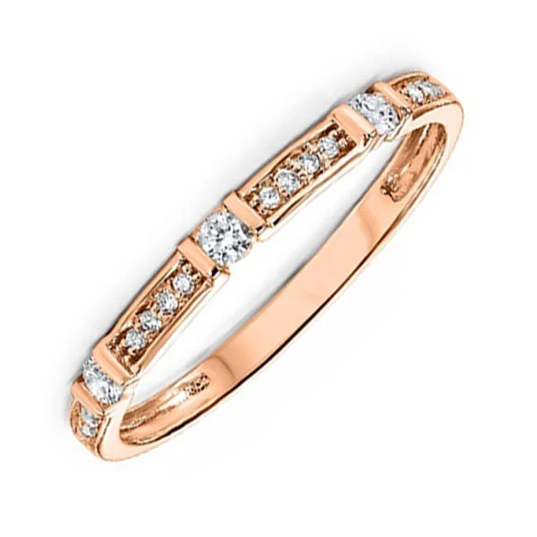 vintage-style floral brooch 14K Rose Gold Diamond Stackable Ring