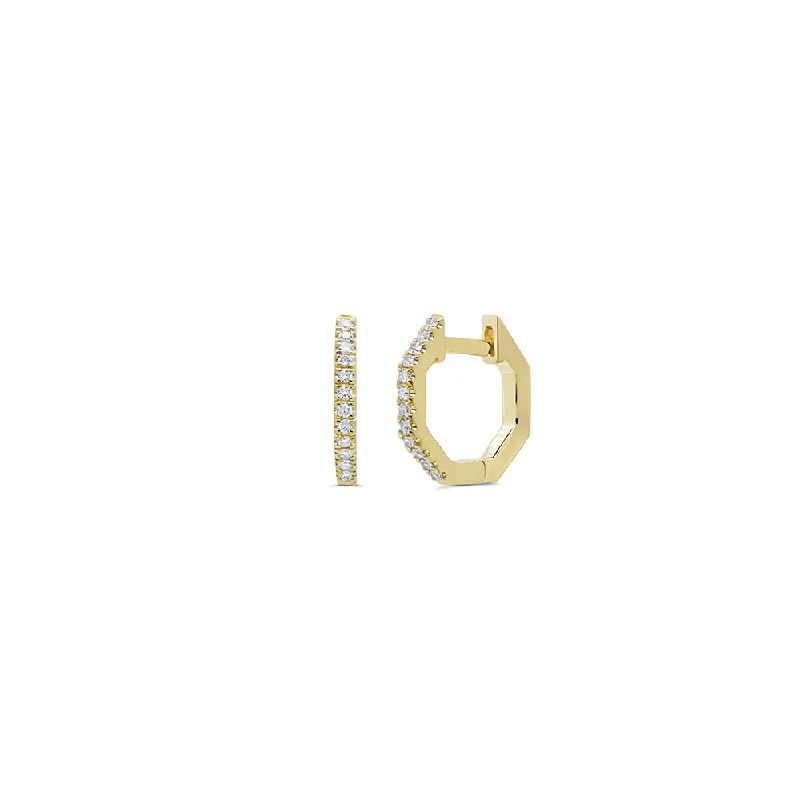 rose gold feather earrings Love Bolt Hex Huggie (Small)