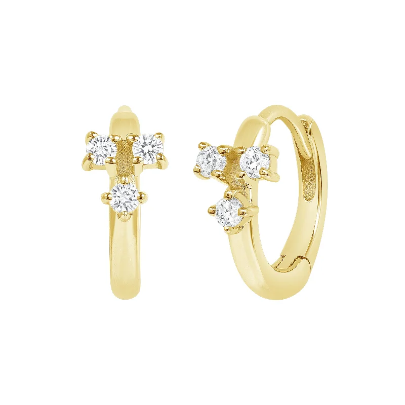 vintage citrine ring TRIPLE CLUSTER DIAMOND HUGGIE EARRING