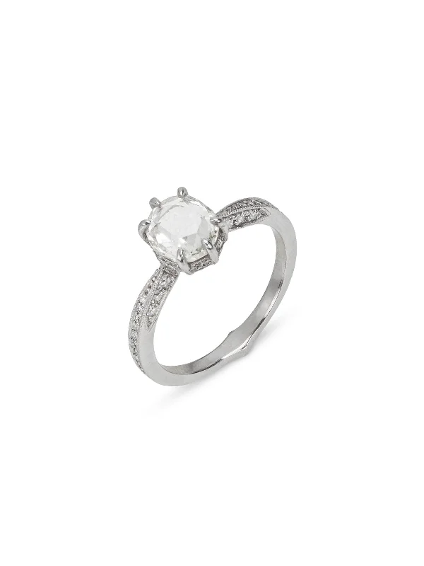 chunky gold chain necklace Rose Cut Diamond Platinum Band Ring