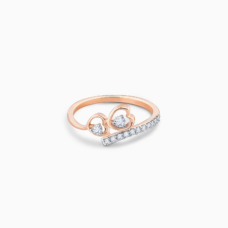 statement silver feather earrings Rose Gold Connected Diamond Ring