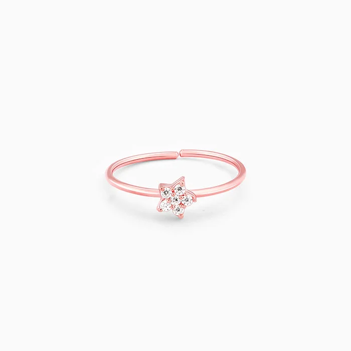 unique diamond stud earrings Rose Gold Star Constellation Ring
