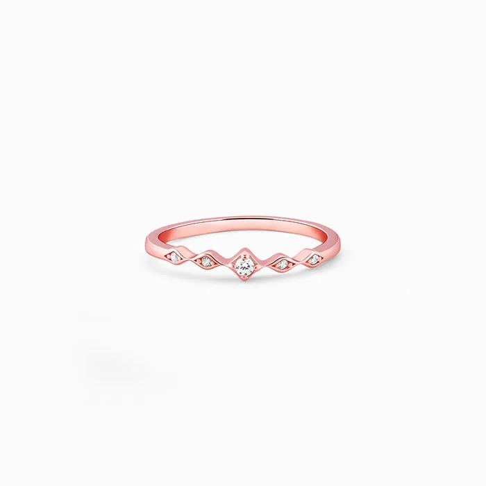 personalized couple rings Rose Gold Flamme Ring
