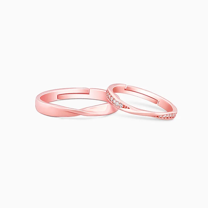 infinity necklace with birthstones Rose Gold Mobius Couple Rings