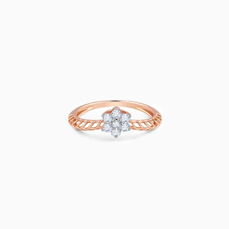 minimalist threader earrings gold Rose Gold Peak Elegance Diamond Ring