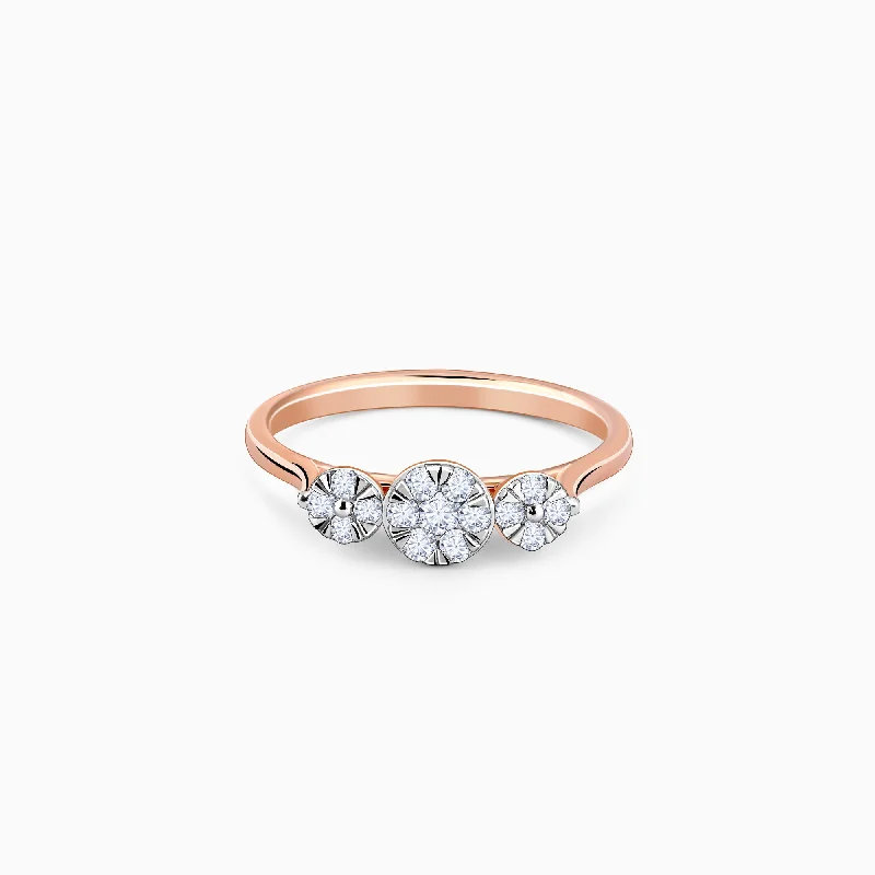 handmade raw stone engagement ring Rose Gold Troika Diamond Ring