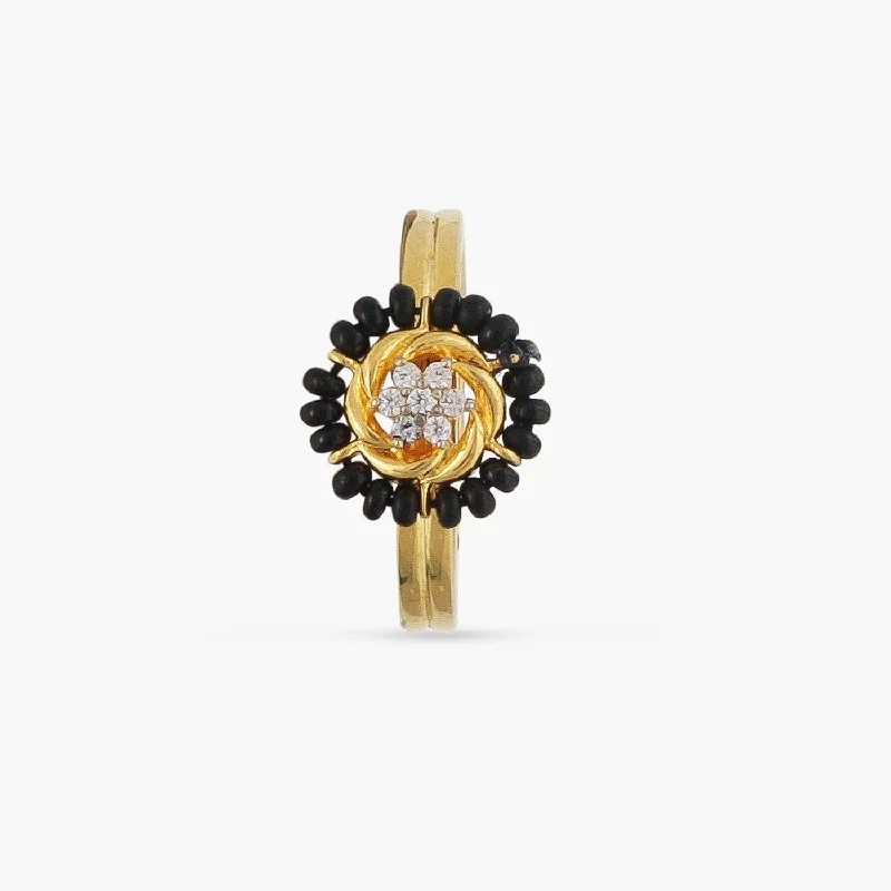 natural crystal pendant necklace Round CZ Silver Black Bead Ring