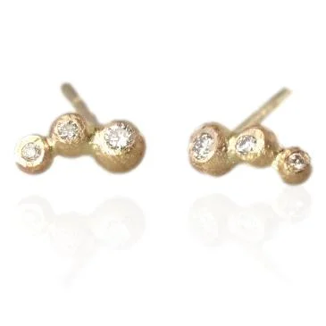 heart-shaped promise ring sterling silver Salted Cluster Studs / Diamond