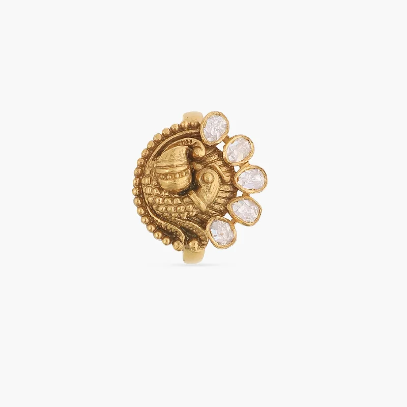gold and turquoise statement ring Sananda Antique Moissanite Finger Ring