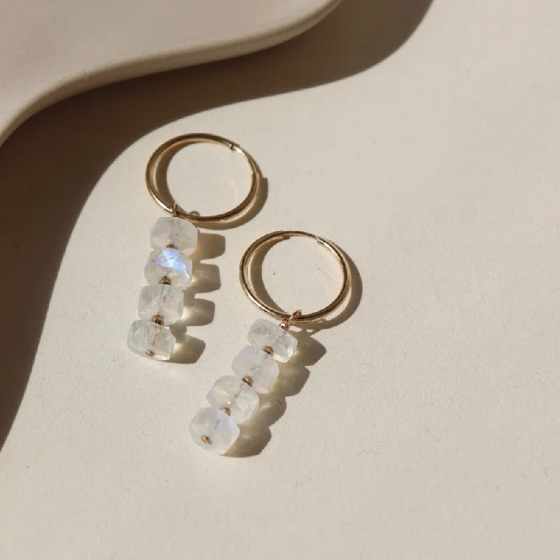 geometric diamond earrings gold Selene Hoops