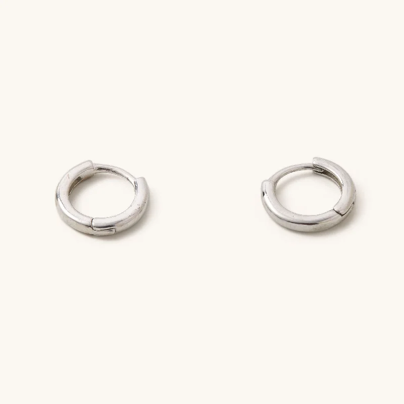 white gold necklace simple Serena Silver Huggies