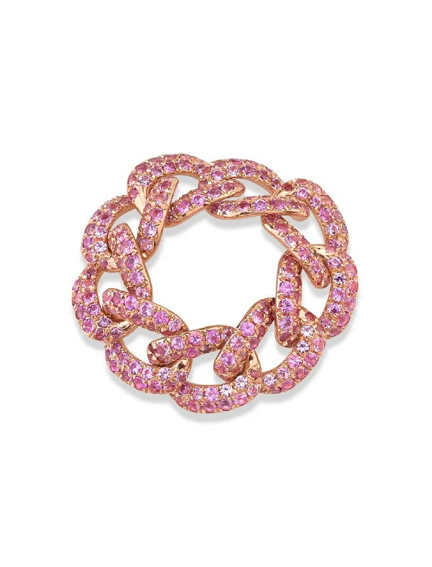 delicate heart stud earrings Essential Link, 18K Rose Gold + Pink Sapphire Ring