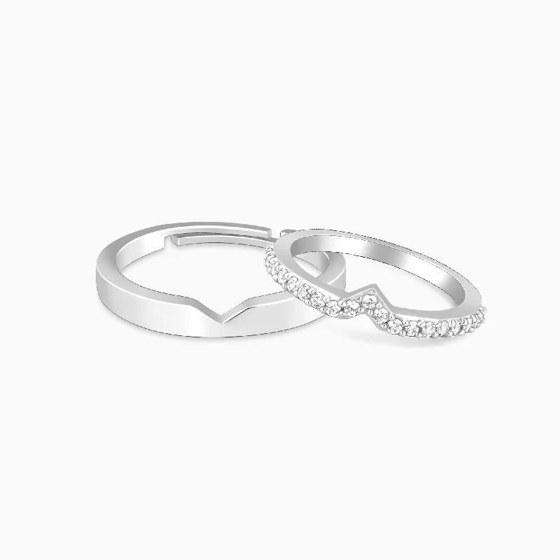 crystal-studded gold ring Silver Cupid Arrow Couple Bands