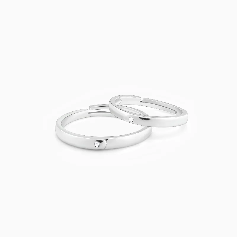 diamond halo engagement ring Silver Eternity Couple Band