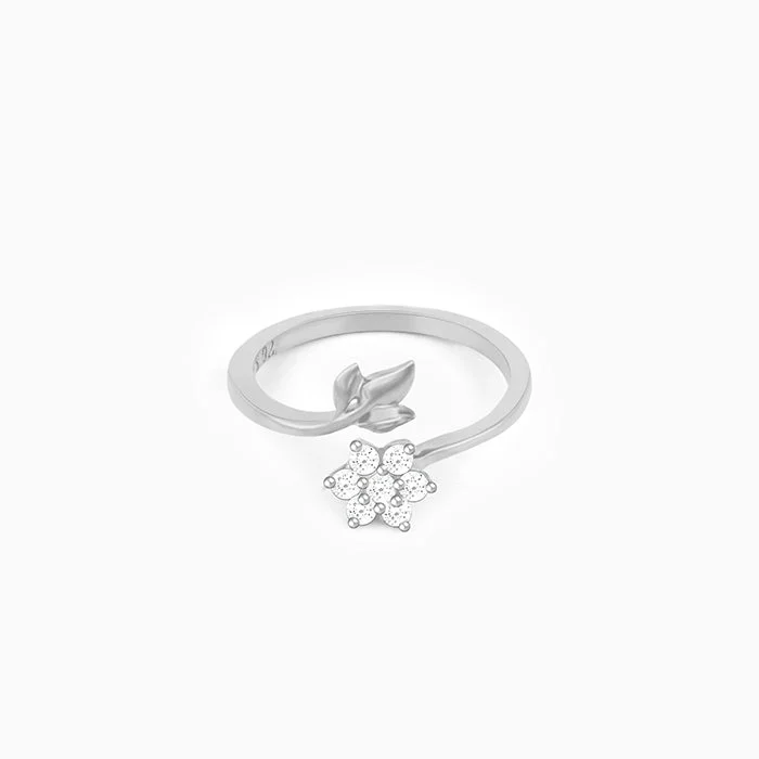 bohemian gemstone choker Silver Flower Girl Ring