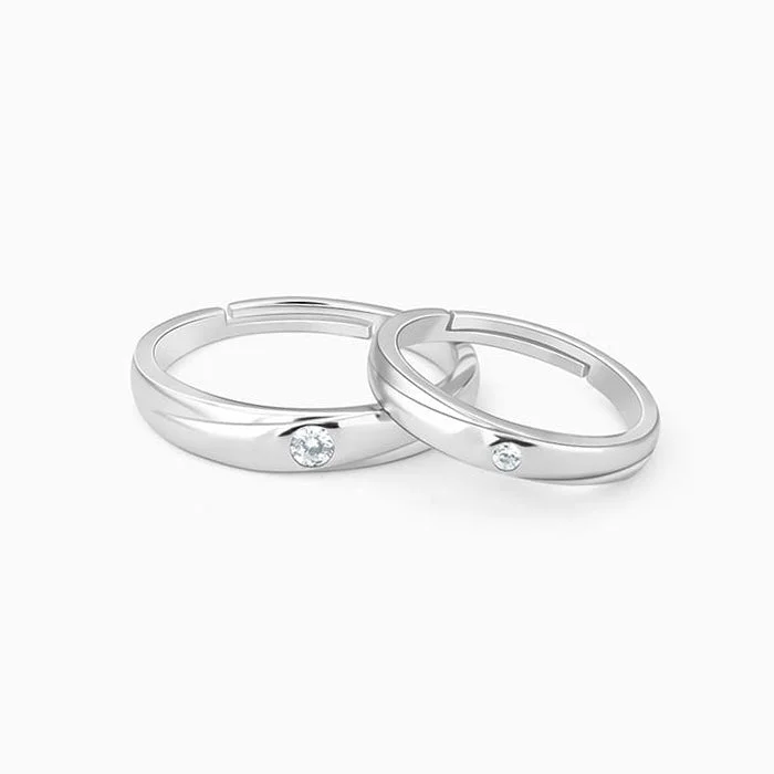 real diamond solitaire ring Silver Forever Couple Bands