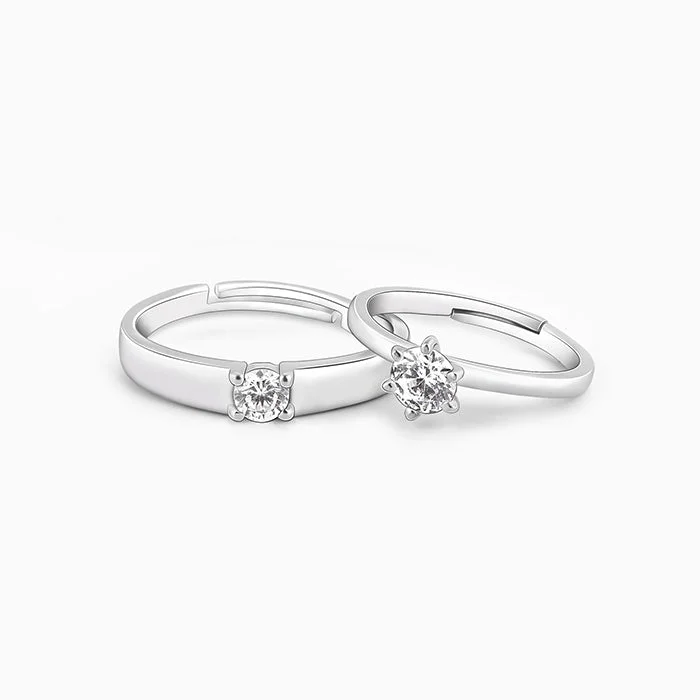 rose gold cubic zirconia earrings Anushka Sharma Silver Minimal Couple Rings