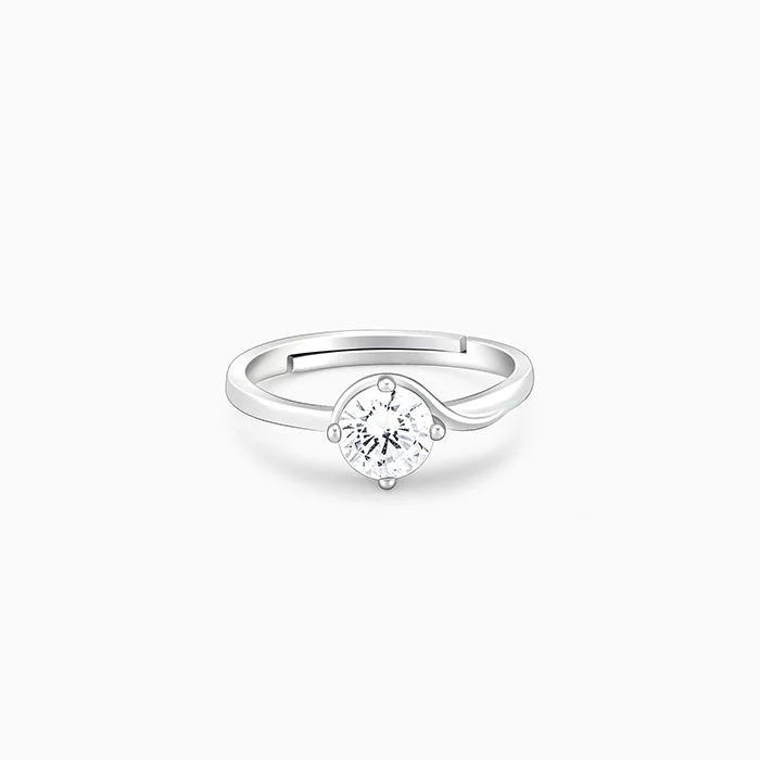 delicate gold band ring Silver Minimal Solitaire Ring