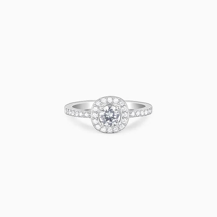 gold engagement ring vintage Silver Sparkly Solitaire Ring
