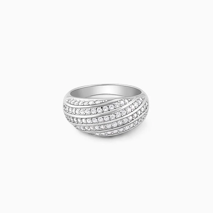 dainty rose gold chain bracelet Silver Spired Dome Ring