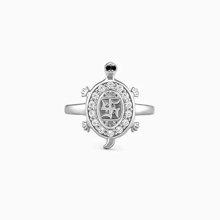 vintage gold engagement ring Silver Swastik Tortoise Ring