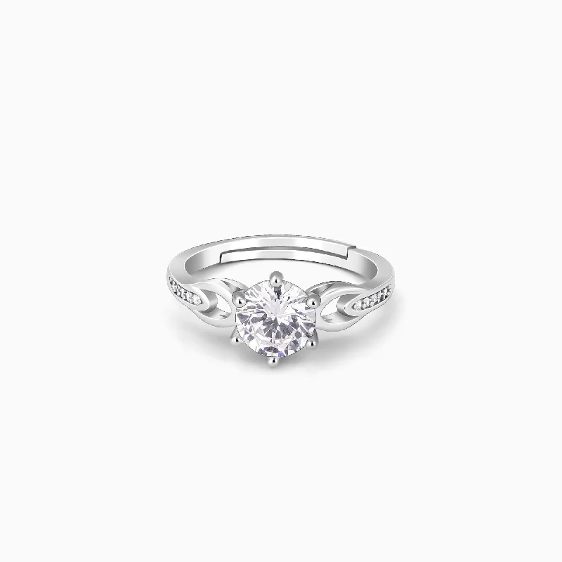 vintage diamond brooch Silver Zircon Sparkling Loop Ring