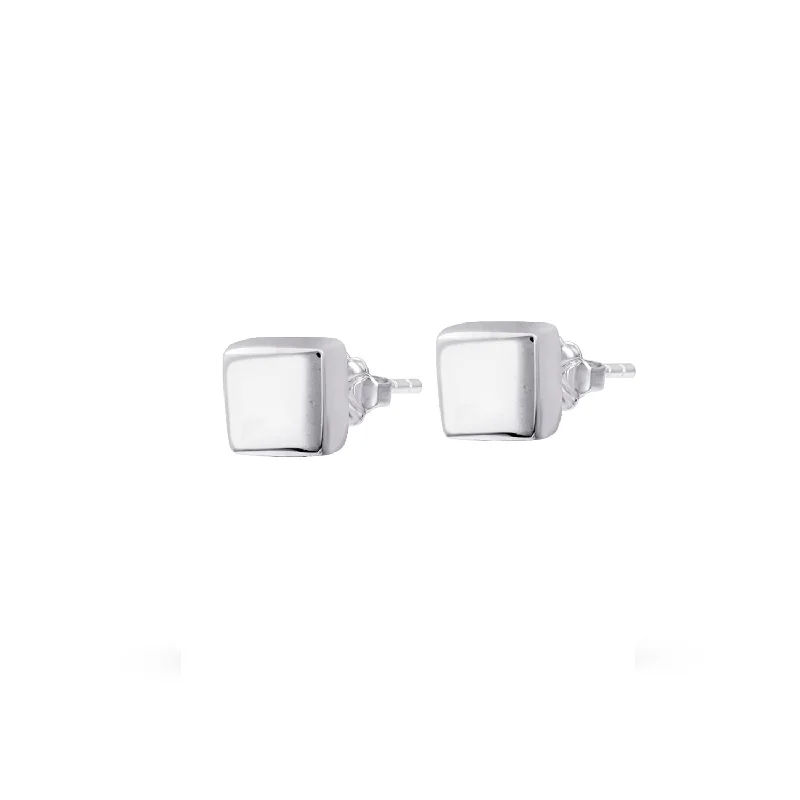 handmade wire-wrapped gemstone ring Single Cube Stud Earring