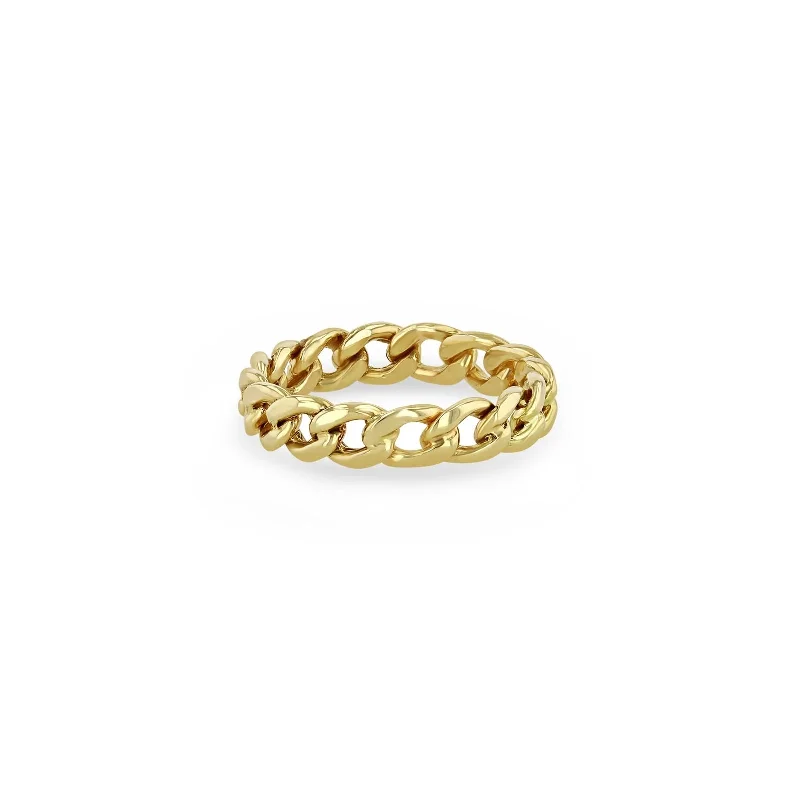 white topaz stacking rings Solid Medium Curb Chain Band Ring