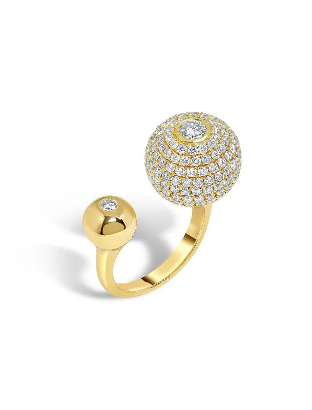 gold heart-shaped pendant necklace Nemara Grand, 18K Yellow Gold + White Diamond Pavé Ring gold heart-shaped pendant necklace Nemara Grand, 18K Yellow Gold + White Diamond Pavé Ring