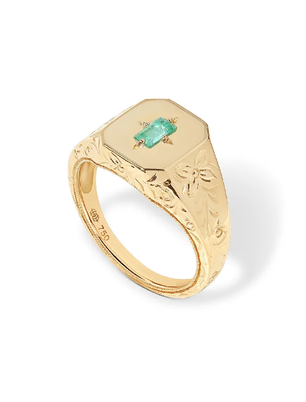 vintage diamond brooch pin Spade Warisan Minor, 18K Yellow Gold + Emerald Signet Ring vintage diamond brooch pin Spade Warisan Minor, 18K Yellow Gold + Emerald Signet Ring
