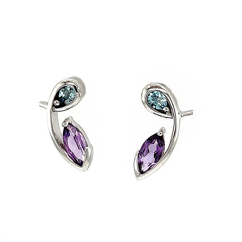 adjustable infinity charm bracelet Amethyst and Blue Topaz Earrings